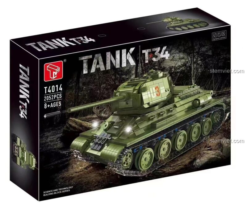 Hộp bộ lắp ráp Xe tăng T34 Taigaole T4014, đồ chơi mô hình Xe tăng T34 2052 chi tiết