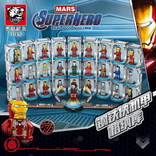 Bộ lắp ráp Hầm chứa giáp Người Sắt Taige Bricks 71132 với 1404 chi tiết và 25 minifigures Iron Man đa dạng, đồ chơi mô hình chất lượng cao cho bé trai 8 tuổi, giá tốt.