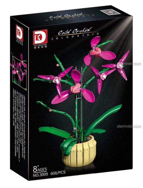 Hộp bộ xếp hình Lan Hồ Điệp Hồng TEC Creators 3009, đồ chơi lắp ráp 608 mảnh, chất lượng cao, quà tặng cho con gái 8 tuổi.