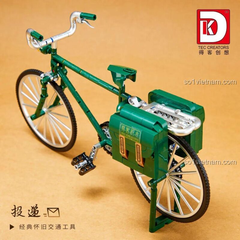 đồ chơi lắp ráp TEC CREATORS 80003 Xe Đạp Giao Hàng Cổ Điển, góc nhìn từ trên xuống, chi tiết yên xe, cho bé trai 8 tuổi, giá tốt