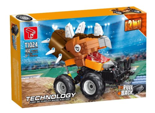 Hộp đồ chơi lắp ráp TEC Creators T1024 Xe Quái Vật Khủng Long Ba Sừng, món quà giá rẻ cho bé trai 6 tuổi yêu thích xe địa hình và khủng long.