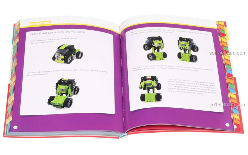 Sách hướng dẫn LEGO® xe cộ Thunder Bay Press, hướng dẫn chuyển đổi xe tải thành robot, đồ chơi giáo dục cho bé trai 8 tuổi.