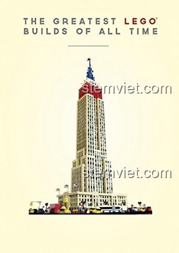 Bìa phụ sách tham khảo Thunder Bay Press, The Greatest LEGO Builds of All Time, hình tòa nhà Empire State bằng LEGO®.