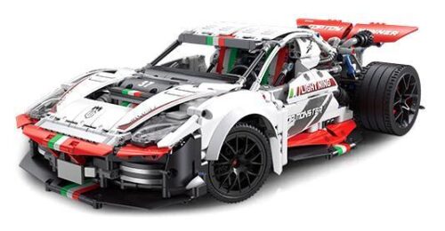 Hình ảnh hộp sản phẩm đồ chơi lắp ráp TOP TOY 16009, mô hình Xe đua Ferrari 488 độ tỉ lệ 1:10 với 2101 chi tiết.