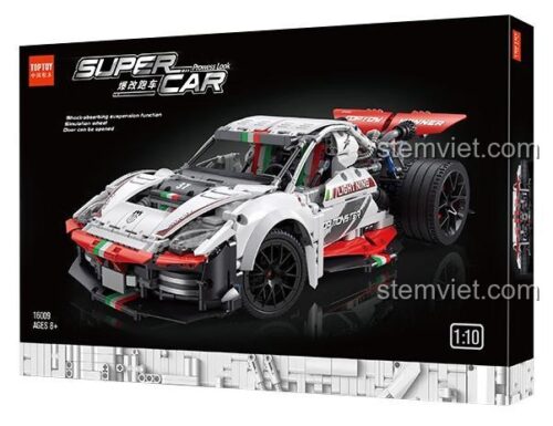 Ảnh chụp chi tiết bộ lắp ghép Siêu xe Ferrari 488 TOP TOY 16009, một món đồ chơi mô hình Technic dành cho con trai 8 tuổi, giá rẻ.