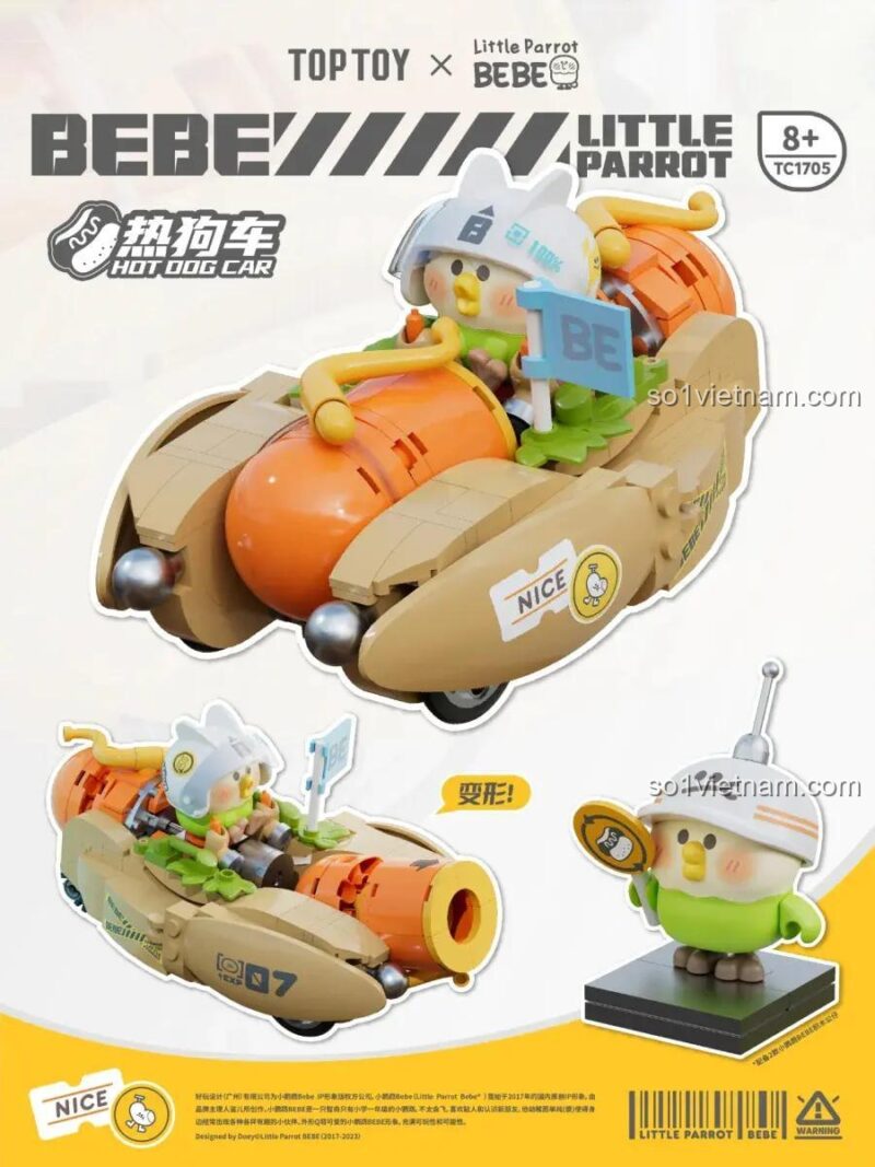 Hộp bộ lắp ghép TOP TOY, đồ chơi mô hình TC1705, Xe Hot Dog Đáng Yêu TOP TOY, cho học sinh tiểu học, chất lượng cao, giá rẻ