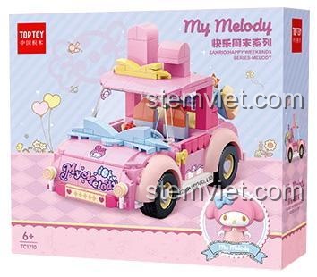 Hộp sản phẩm của bộ đồ chơi Xe hơi của My Melody TOP TOY TC1710, thể hiện hình ảnh chiếc xe màu hồng và nhân vật My Melody.