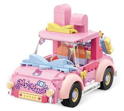 Mô hình hoàn thiện của bộ lắp ráp Xe Kẹo Ngọt My Melody TC1710 màu hồng dễ thương, một món đồ chơi xếp hình TOP TOY giá rẻ cho bé gái 6 tuổi.
