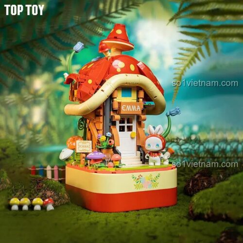 Bộ lắp ghép EMMA秘境森林：蘑菇屋音乐盒 TOP TOY TC1806, Ngôi nhà nấm âm nhạc EMMA, 650 mảnh, phù hợp bé gái 8 tuổi, có nhạc