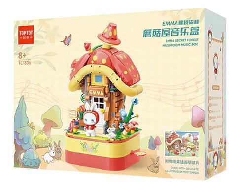 Bộ đồ chơi EMMA秘境森林：蘑菇屋音乐盒 TOP TOY TC1806, Ngôi nhà nấm âm nhạc EMMA, 650 mảnh, phù hợp bé gái 8 tuổi, có nhạc