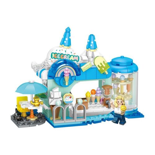 Mô hình hoàn thiện của bộ lắp ghép Cửa hàng kem đá bào TOP TOY TC2011, một món đồ chơi xếp hình sáng tạo cho bé gái 6 tuổi.