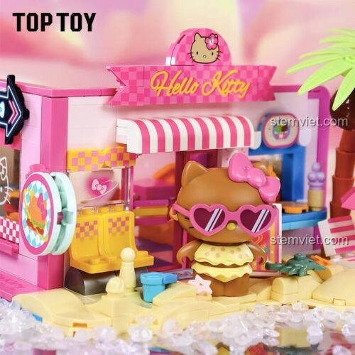 Bộ lắp ghép TOP TOY TC2032 Nhà hàng Hamburger Hello Kitty Bãi Biển hộp sản phẩm mặt trước