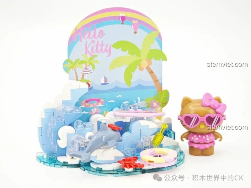Mô hình Hello Kitty Bãi Biển 2322 với các phụ kiện bãi biển, đồ chơi mô hình Hello Kitty Tắm Nắng