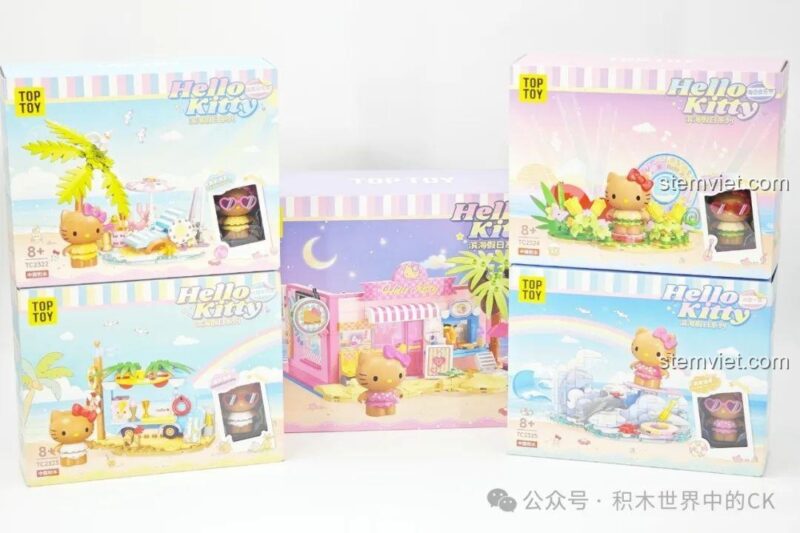 Bộ đồ chơi Hello Kitty TC2325, mô hình Hello Kitty lướt sóng mùa hè 100 mảnh ghép, review người dùng chụp cho bé gái 8 tuổi