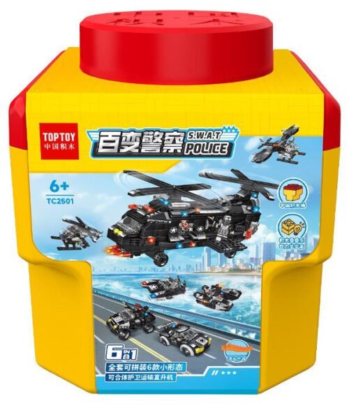 Hộp đồ chơi lắp ghép TOP TOY TC2501 Biệt đội cảnh sát S.W.A.T 6 trong 1, món quà giá rẻ cho bé trai 6 tuổi.