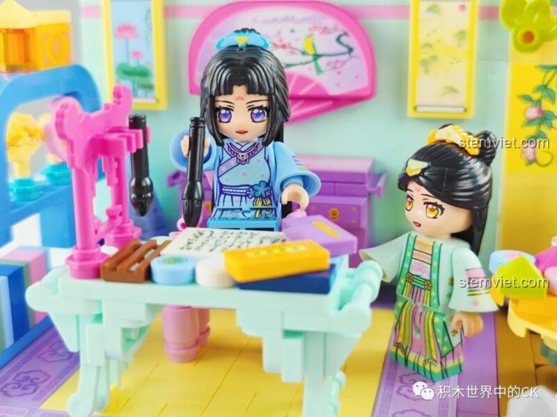 QMAN 33017 đồ chơi mô hình, minifigure tiểu thư cổ trang màu xanh dương