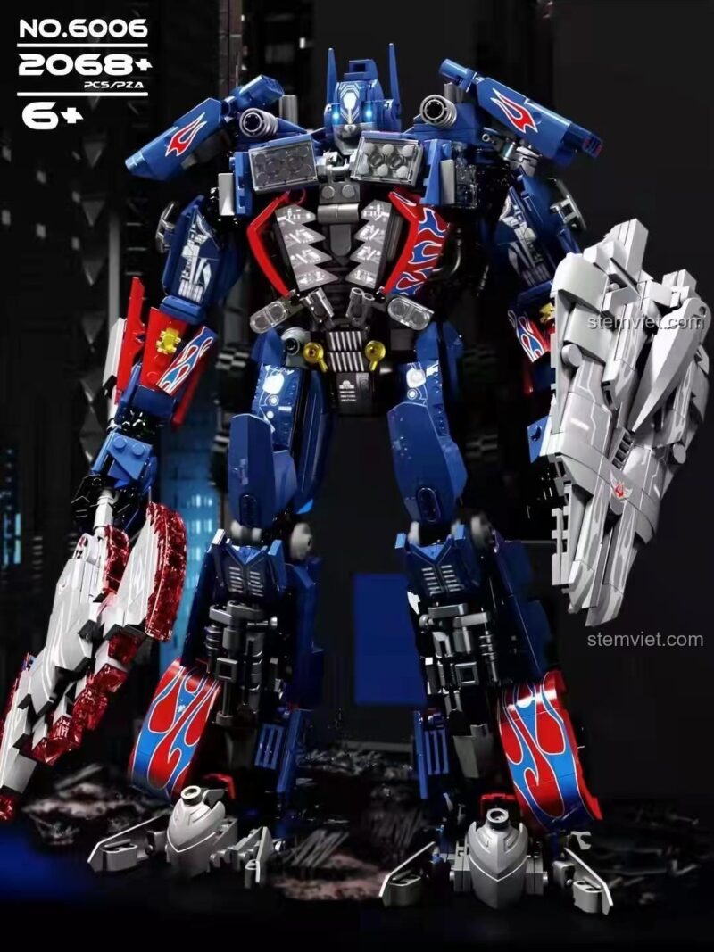 Đồ chơi mô hình Người máy biến hình Optimus Prime Tuole 6006 với khiên và kiếm energon, quà tặng hấp dẫn cho bé trai.