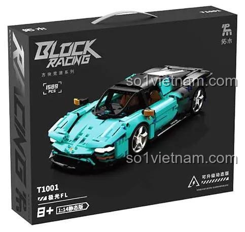Mô hình bộ lắp ghép Siêu xe Aurora FL Tuomu T1001 màu xanh lơ và đen, dành cho con trai 8 tuổi, giá rẻ
