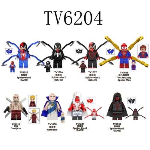 Bộ đồ chơi Người Nhện TV6204, bộ 8 minifigure siêu anh hùng Marvel và phản diện, đồ chơi lắp ghép chất lượng cao cho bé trai 8 tuổi, giá tốt.