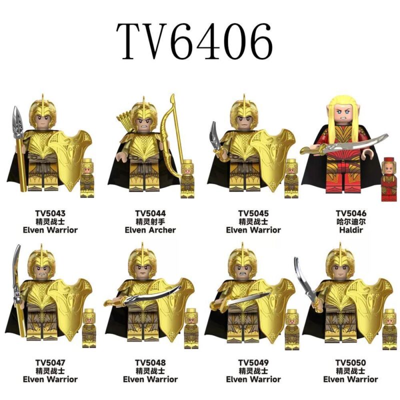 TV6406 bộ đồ chơi Chúa Tể Của Những Chiếc Nhẫn, bộ 8 minifigure Chiến binh Tinh linh, Cung thủ Tinh linh, Haldir, đồ chơi mô hình cho bé trai 8 tuổi, chất lượng cao, giá tốt.