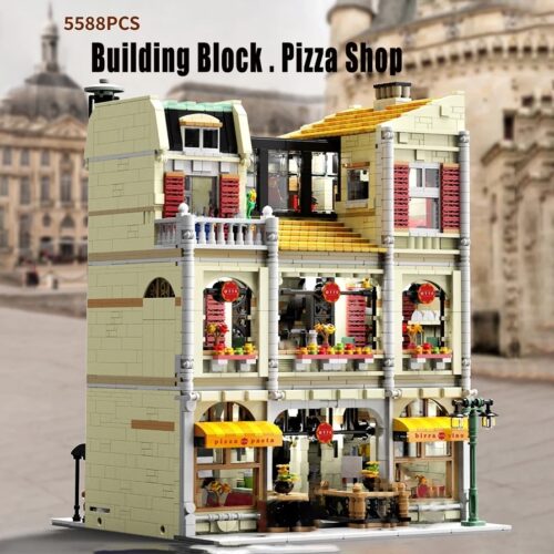 Bộ lắp ghép Tiệm Pizza UrGe 10202, đồ chơi mô hình kiến trúc phố cổ cho bé 6-12 tuổi.