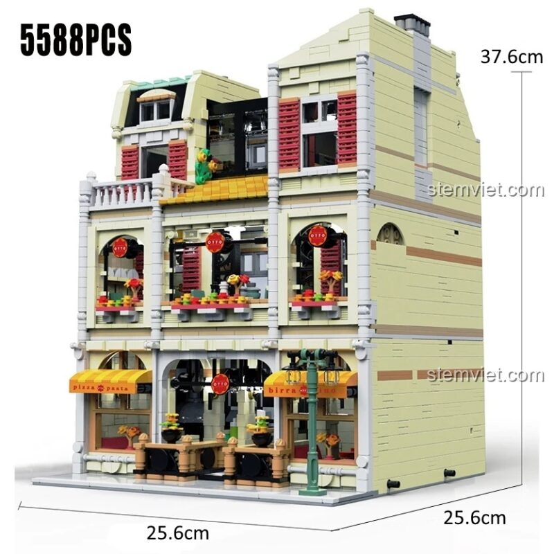 Thông số kích thước bộ lắp ghép Tiệm Pizza UrGe, mô hình cao cấp 5588 mảnh.