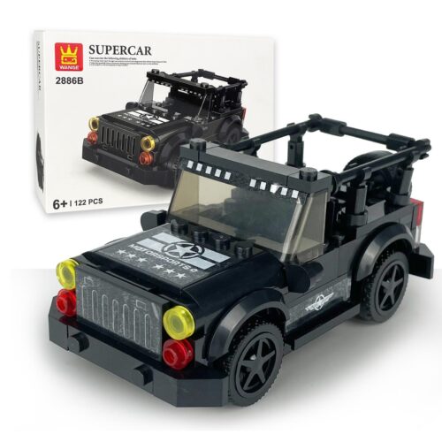 Bộ lắp ghép WANGE 2886B Xe Jeep Wrangler đen, đồ chơi mô hình xe địa hình cho con trai 6 tuổi, giá tốt.