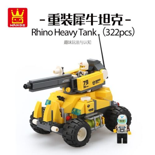 Bộ lắp ráp xe tăng hạng nặng Rhino WANGE 3668 cho bé trai 6 tuổi, đồ chơi mô hình quân sự giá rẻ với 322 mảnh ghép.