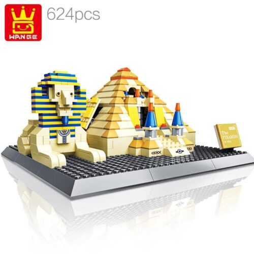 Bộ lắp ghép Đại kim tự tháp Giza và Tượng Nhân sư WANGE 4210, đồ chơi mô hình kiến trúc cho bé trai 6 tuổi.