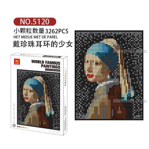 Hộp đồ chơi lắp ghép Thiếu Nữ Đeo Hoa Tai Ngọc Trai WANGE 5120, bộ xếp hình chất lượng cao với 3262 mảnh, món quà giáo dục cho bé trai và bé gái 6 tuổi.
