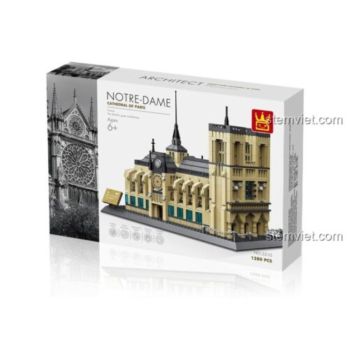 Hộp đồ chơi mô hình WANGE 5210 Nhà thờ Đức Bà Paris, quà tặng ý nghĩa cho bé trai 6 tuổi