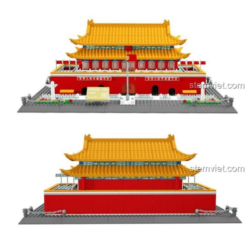 Chi tiết đồ chơi mô hình Cổng thành Thiên An Môn WANGE 5218, tái hiện kiến trúc cổ Trung Hoa một cách tinh xảo.