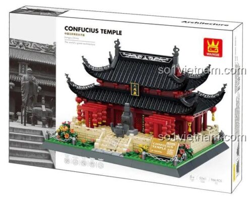 Hộp sản phẩm bộ lắp ghép WANGE 5241 Đền Khổng Tử Nam Kinh, kiến trúc Trung Hoa, 966 chi tiết, cho bé 6 tuổi