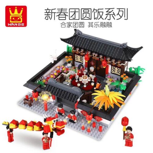Bộ lắp ghép WANGE 5312 Bữa Cơm Đoàn Viên phong cách Trung Hoa với 1437 mảnh, đồ chơi mô hình cho bé 6 tuổi.