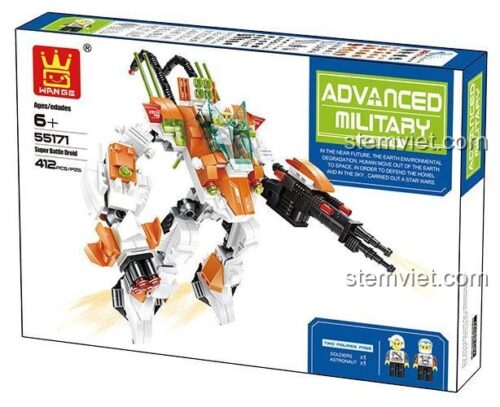 Mô hình bộ lắp ráp Robot Chiến Đấu Siêu Cấp WANGE 55171 cho bé trai 6 tuổi, với hỏa lực tối thượng, giá rẻ.