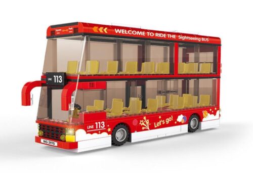 Bộ lắp ráp Xe buýt hai tầng WANGE 5970 màu đỏ chi tiết, đồ chơi mô hình cho bé trai 6 tuổi giá tốt.