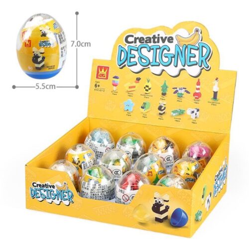Bộ đồ chơi Trứng Gashapon Sáng Tạo WANGE 6108, đồ chơi lắp ráp cho bé trai và bé gái 6 tuổi, khám phá 12 mẫu lắp được, giá tốt.