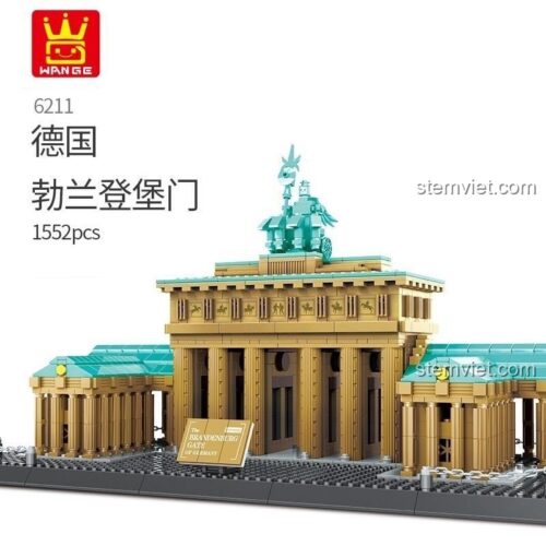 Hộp sản phẩm bộ lắp ghép Wange 6211 Cổng Brandenburg với 1552 chi tiết, đồ chơi xếp hình chất lượng cao