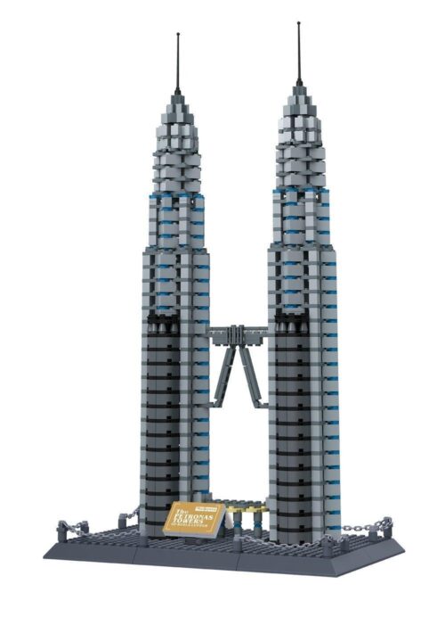 Bộ lắp ghép Tháp đôi Petronas WANGE 8011, mô hình kiến trúc nổi tiếng Malaysia chi tiết, món quà sáng tạo cho bé trai 6 tuổi.