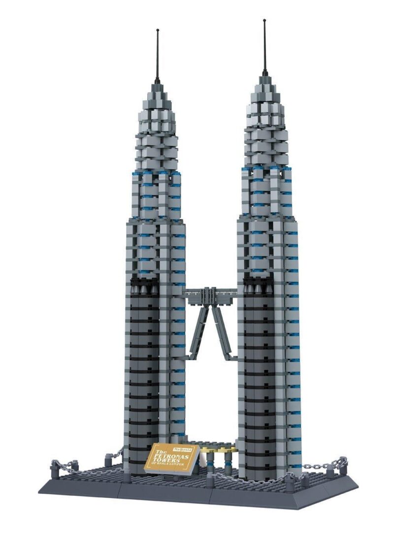 Bộ lắp ghép Tháp đôi Petronas WANGE 8011, mô hình kiến trúc nổi tiếng Malaysia chi tiết, món quà sáng tạo cho bé trai 6 tuổi.