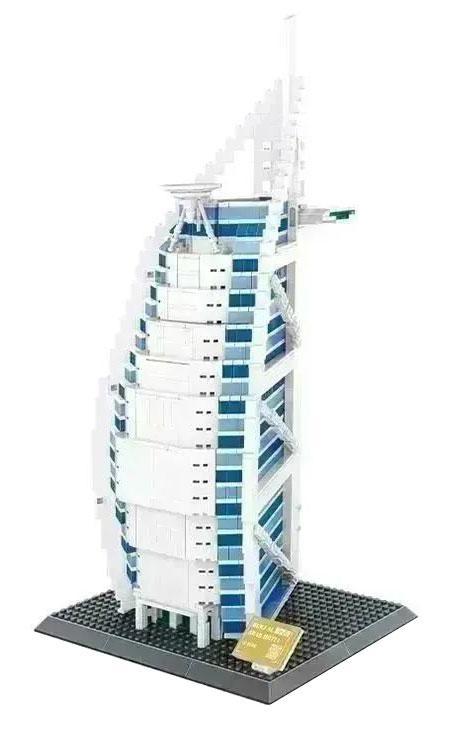 Mô hình bộ lắp ghép Khách sạn Cánh buồm Burj Al Arab WANGE 8018, đồ chơi xây dựng kiến trúc nổi tiếng cho bé 6 tuổi trở lên, giá rẻ.