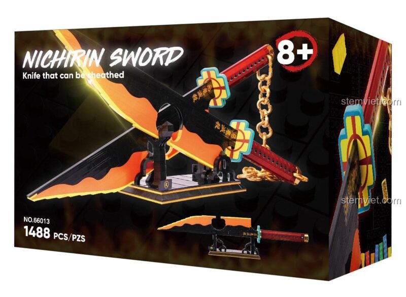 Cận cảnh bộ xếp hình Kiếm của Uzui Tengen We Game Coming, mô phỏng vũ khí trong anime Thanh Gươm Diệt Quỷ.
