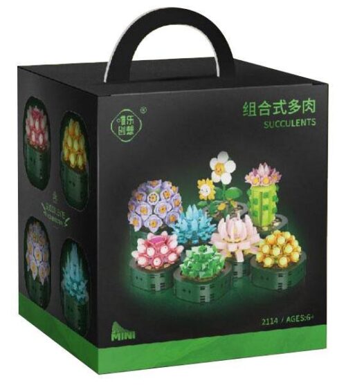 Hộp sản phẩm bộ lắp ghép Vườn cây sen đá mini Weile 2114, món đồ chơi mô hình sáng tạo cho con gái 6 tuổi.