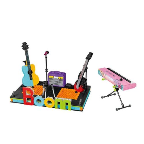Bộ đồ chơi Weile Chuangxiang 2043 Dàn Nhạc Điện Tử, mô hình sân khấu âm nhạc với đàn guitar, trống, micro và đàn điện tử, phù hợp cho bé trai và bé gái 6 tuổi, giá tốt.