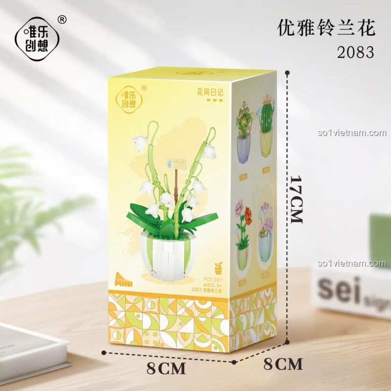 Đồ chơi sáng tạo Weile Chuangxiang 2083 Chậu hoa Linh Lan, hộp kích thước 17cm, món quà sinh nhật tuyệt vời cho bé gái 6 tuổi, giá hời.