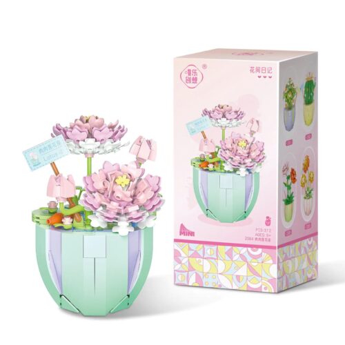 Bộ lắp ghép Chậu Cây Sen Đá Hoa Sen Weile Chuangxiang 2084 giá tốt cho bé gái 6 tuổi, mô hình trang trí đẹp mắt.