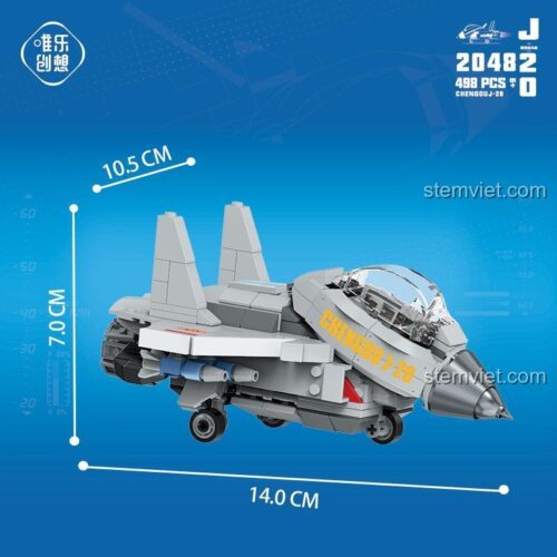đồ chơi lắp ráp Tiêm kích tàng hình J-20 Wele Creative 2048, mô hình máy bay chiến đấu có kích thước rõ ràng, phù hợp bé trai 6 tuổi