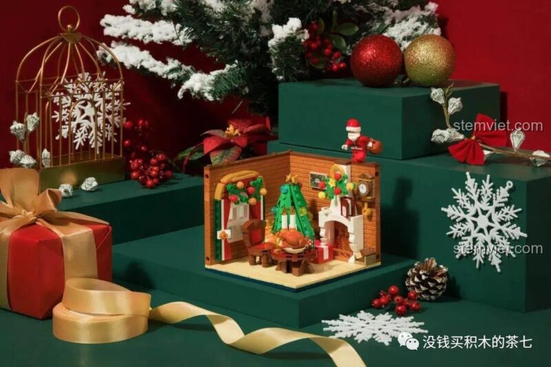 Bộ lắp ghép Wekki 506001 Cảnh Giáng Sinh Ấm Áp với nhiều hộp quà, đồ chơi mô hình sáng tạo, phù hợp làm quà tặng Giáng Sinh.