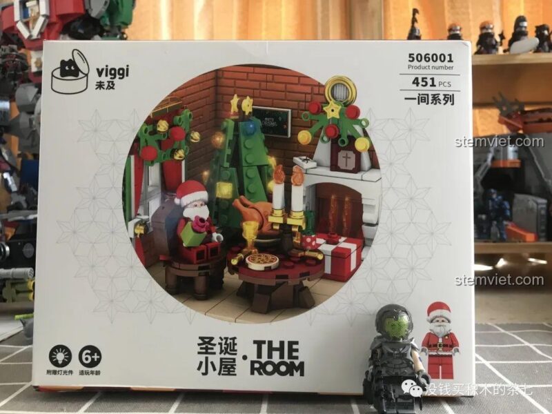 Hộp sản phẩm Wekki 506118 Ngôi nhà Giáng Sinh, kích thước nhỏ gọn, dễ dàng vận chuyển, đồ chơi lắp ráp cho bé 6 tuổi.
