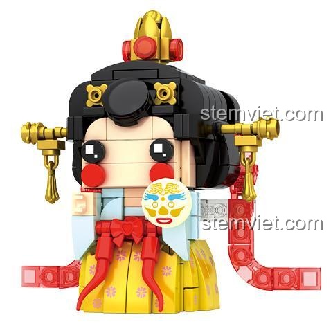 Mô hình Thái Bình Công Chúa trong bộ đồ chơi lắp ghép Wekki 516030 Đại Đường Thủ Diễn Dạ, chi tiết mạ vàng tinh xảo.